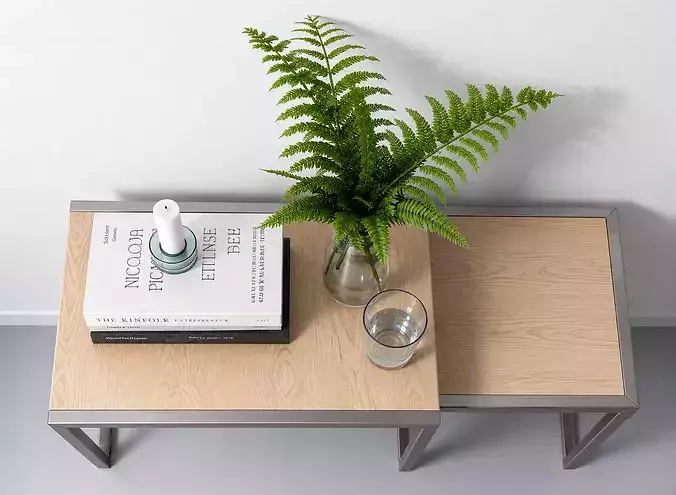 Scandinavian Nesting Side Tables with Decor 3D model