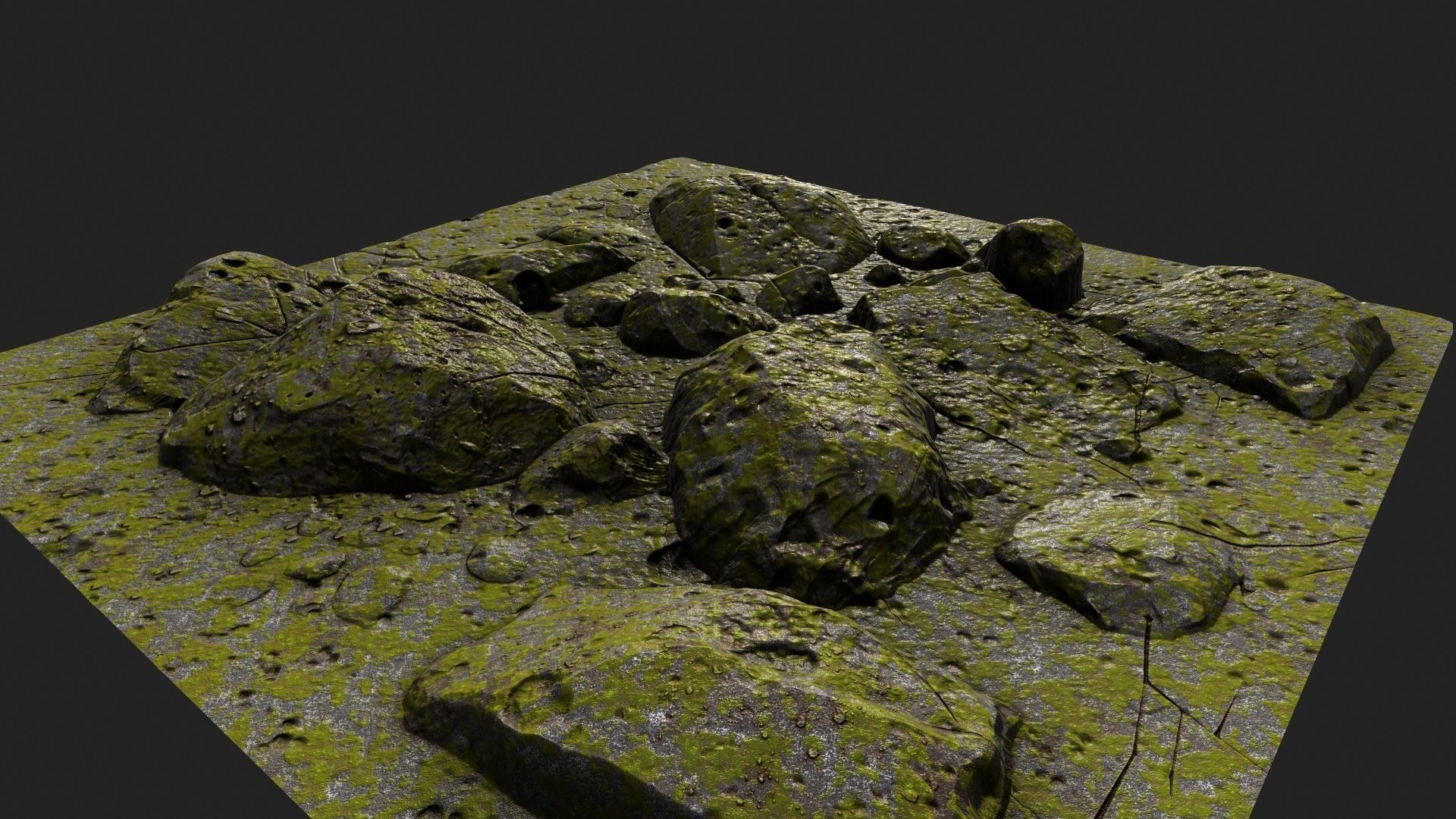Rocks mossy 3D model_5