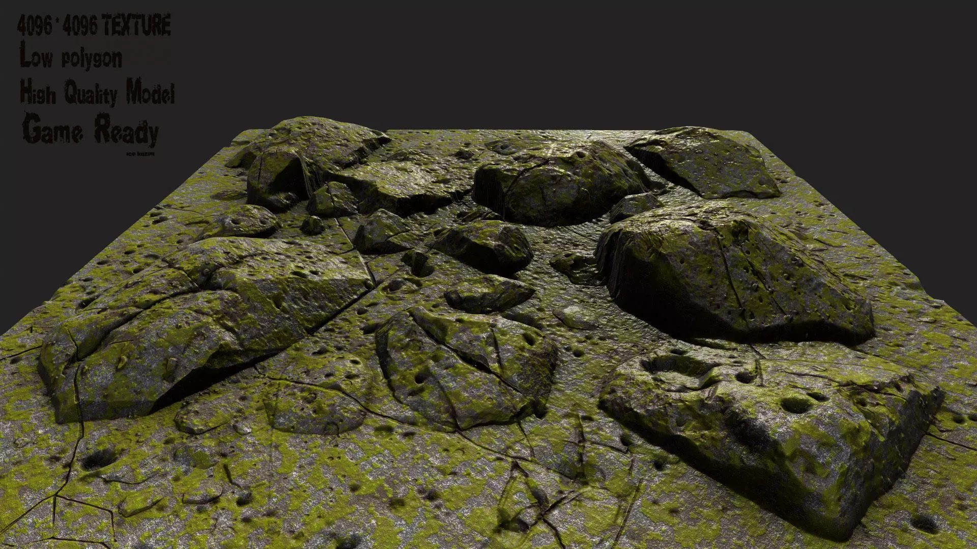 Rocks mossy 3D model_0
