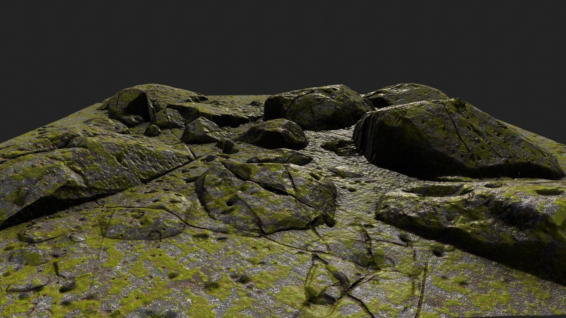 Rocks mossy 3D model_10