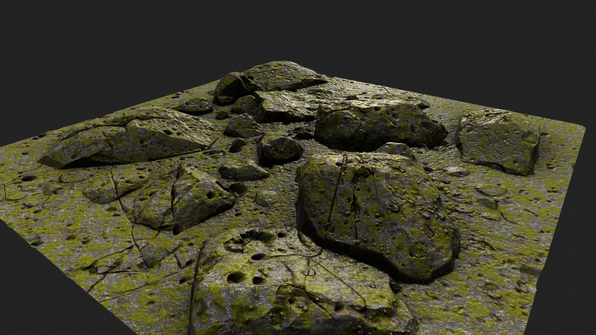 Rocks mossy 3D model_8
