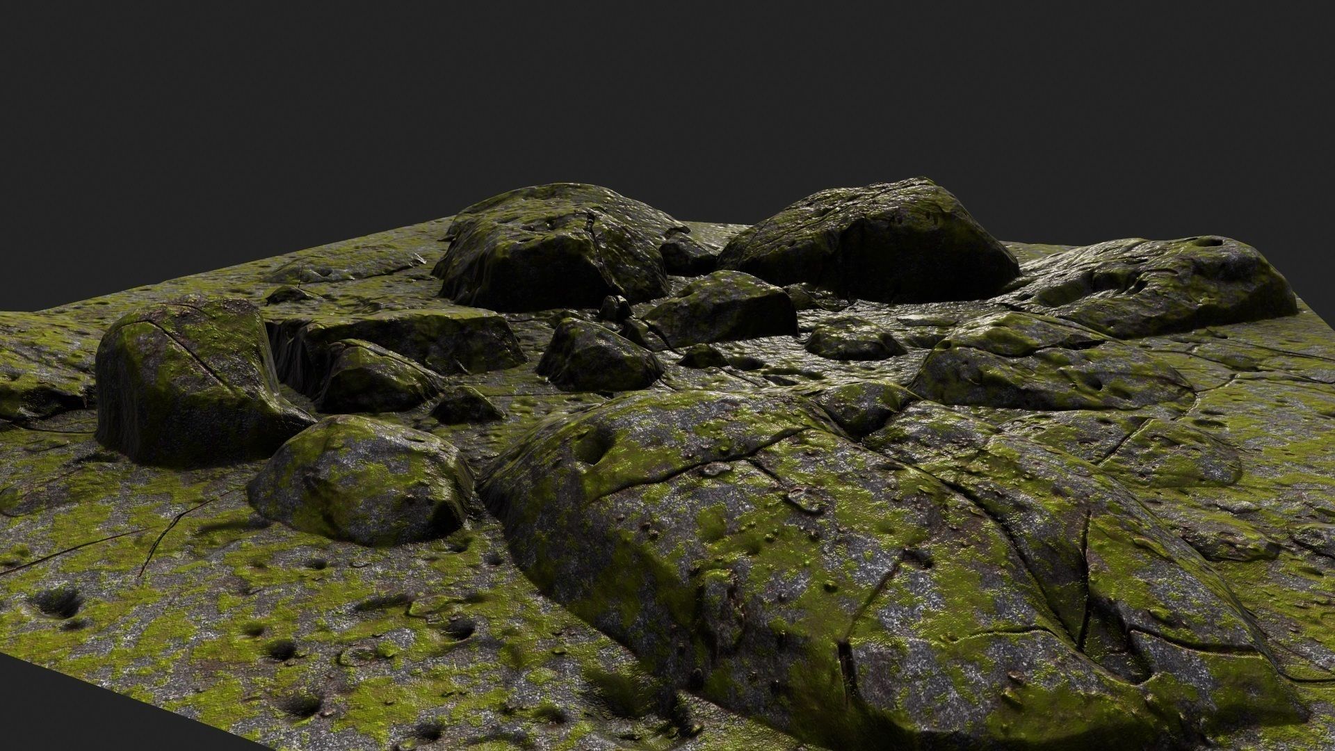 Rocks mossy 3D model_7