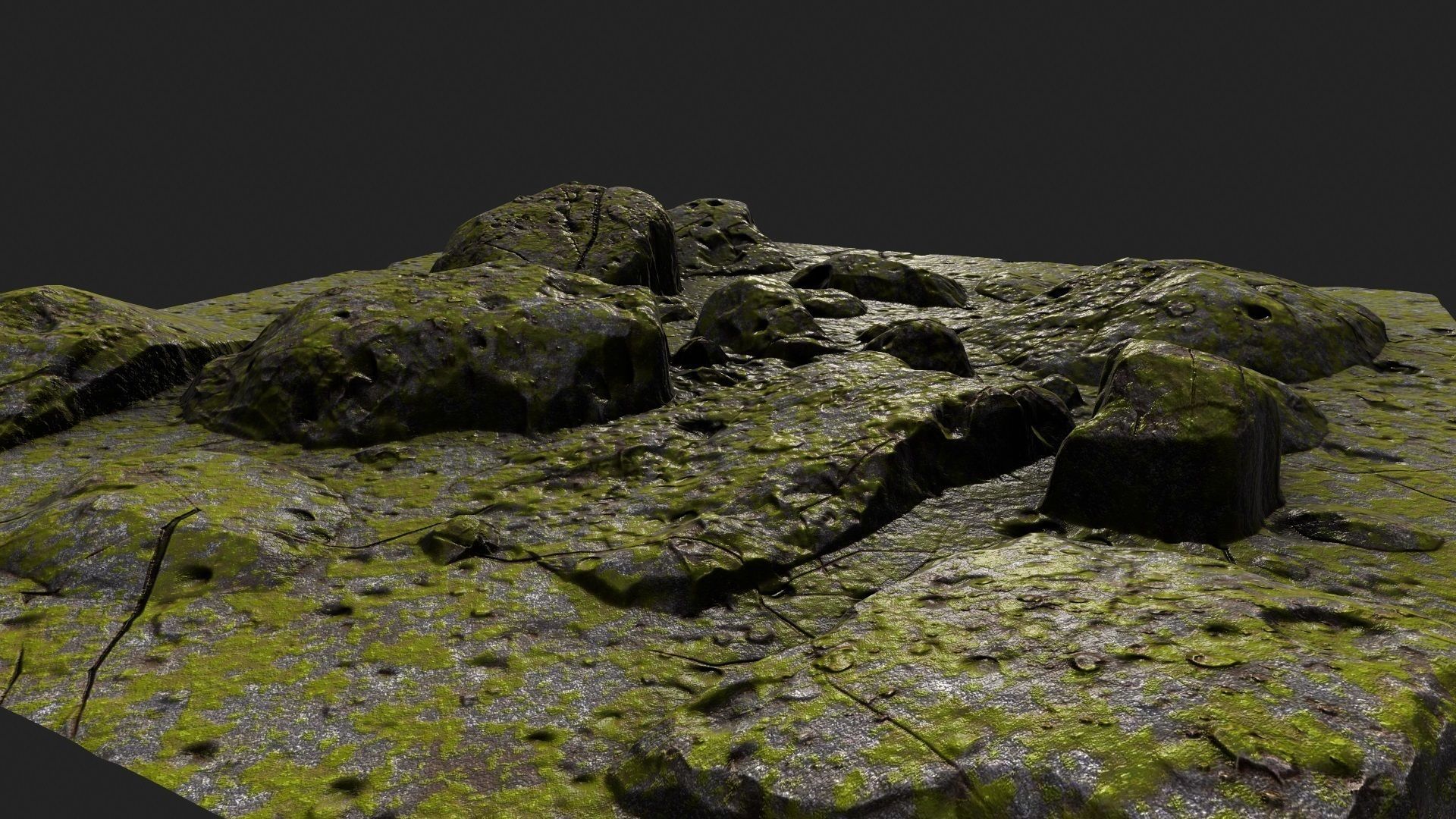 Rocks mossy 3D model_9