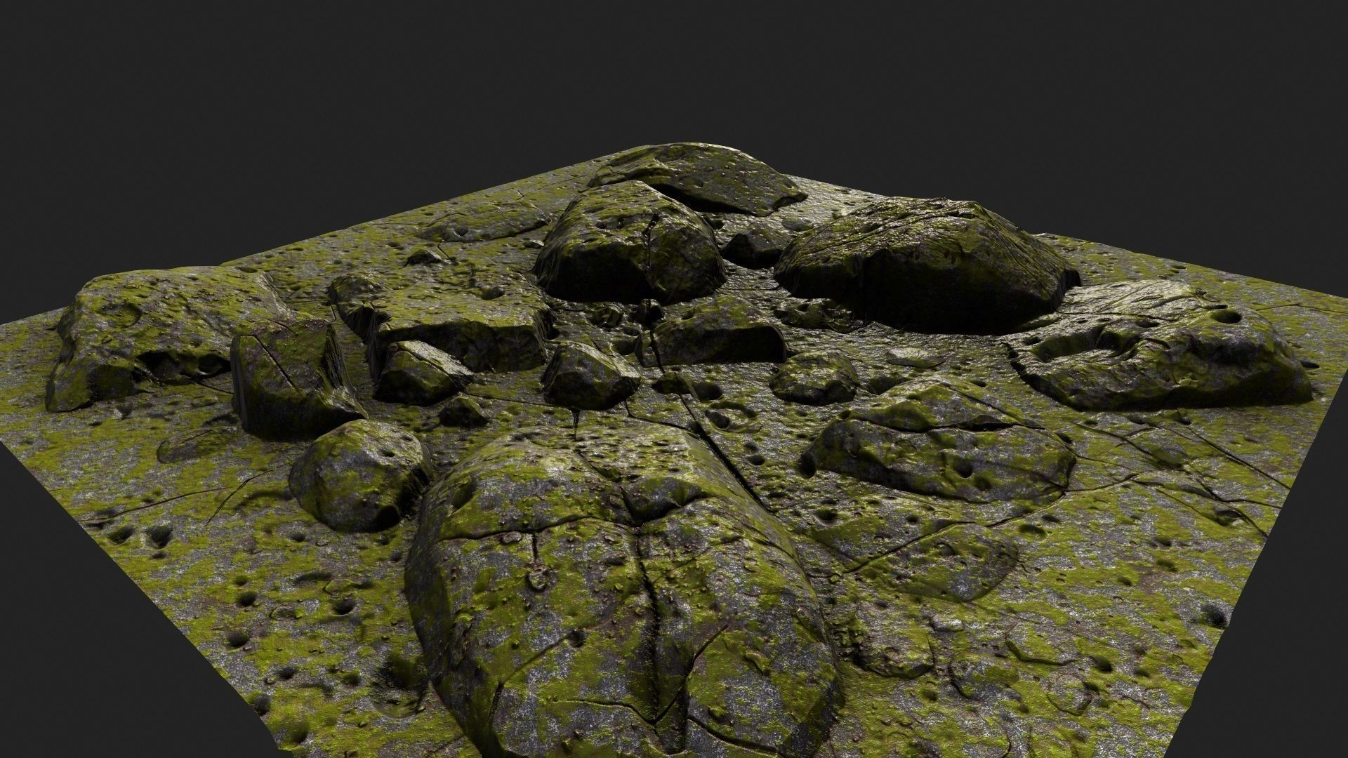 Rocks mossy 3D model_2
