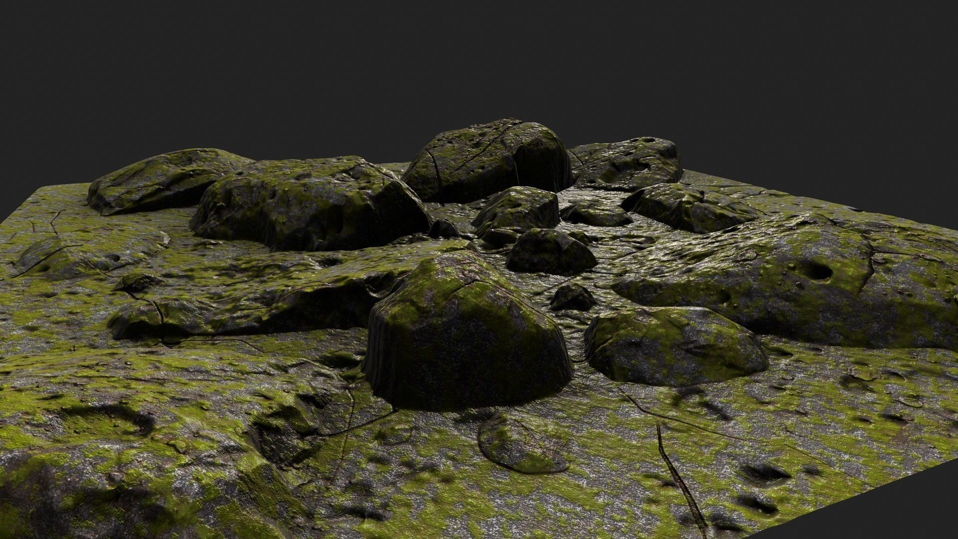 Rocks mossy 3D model_6