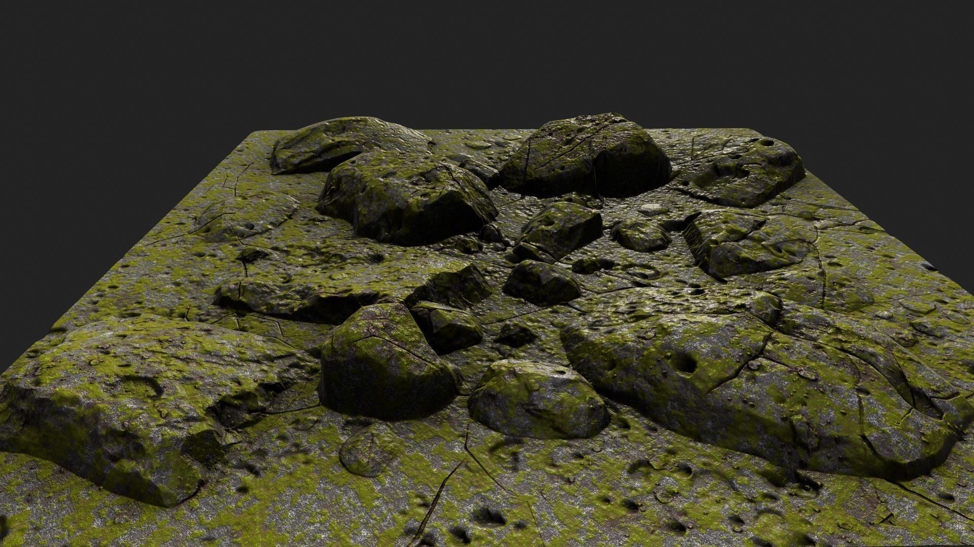 Rocks mossy 3D model_3