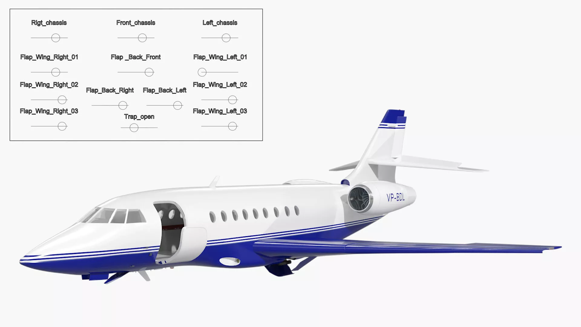 Falcon Business Jet Dassault 2000 Simplified Rigged for Maya 3D model