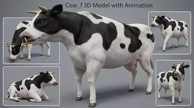 Cow f  Animated Farm Animal Rigged