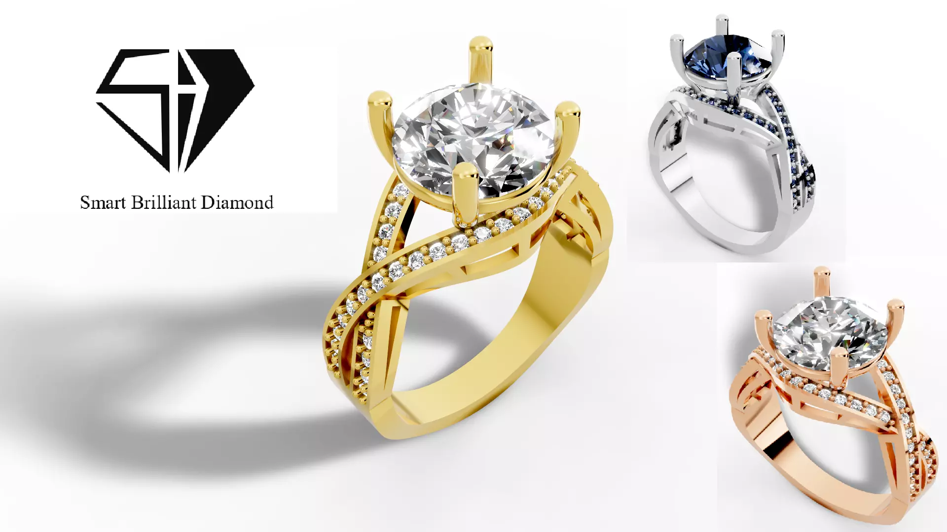 Eternal Crown Bridal Diamond Ring CAD Model sr0148 3D print model