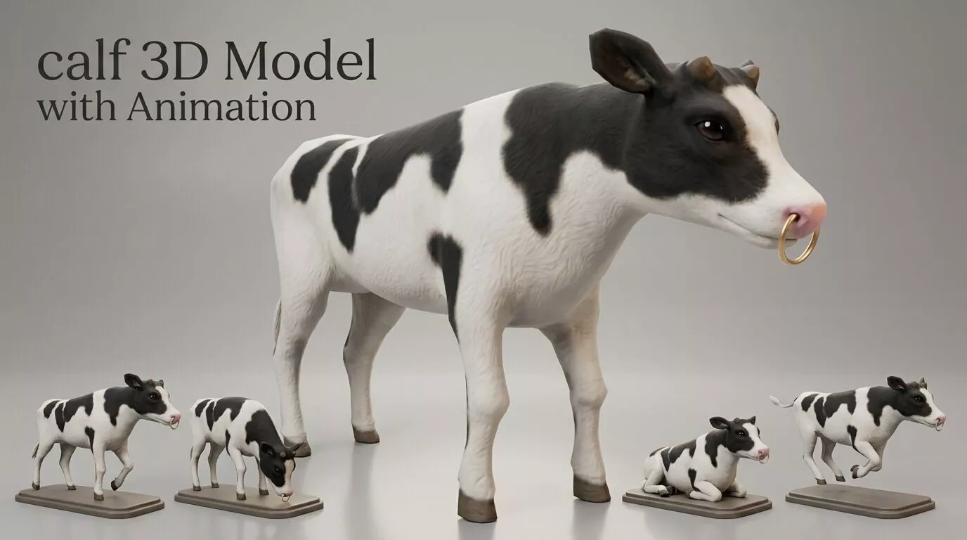 Animated Calf 3D Model Low-poly 3D model
