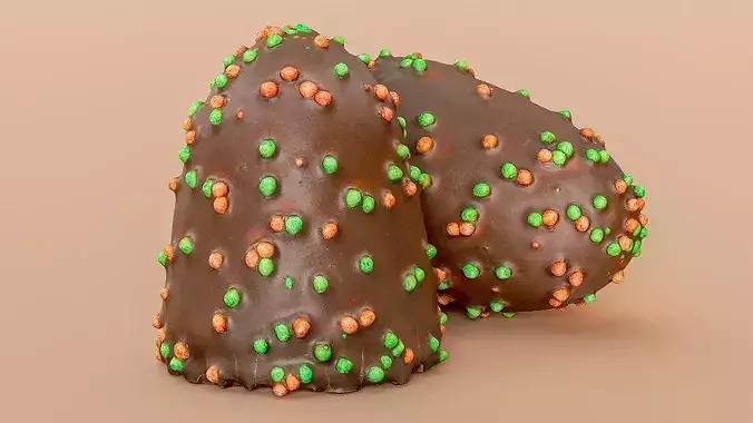Chocolate Covered Marshmallow Treat On A Wafer Base 3D Scan Low-poly 3D model 3