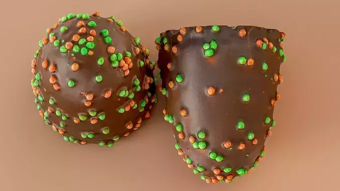 Chocolate Covered Marshmallow Treat On A Wafer Base 3D Scan Low-poly 3D model 4