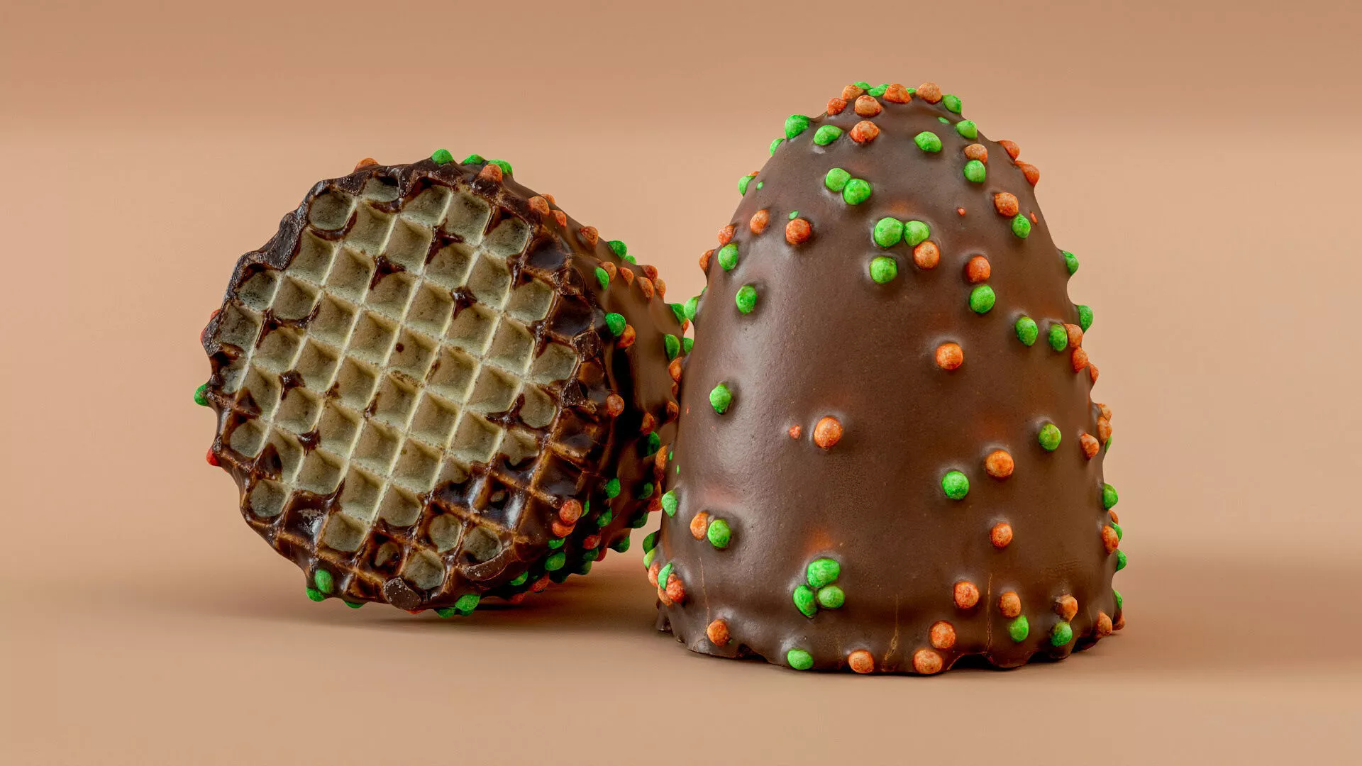 Chocolate Covered Marshmallow Treat On A Wafer Base 3D Scan Low-poly 3D model