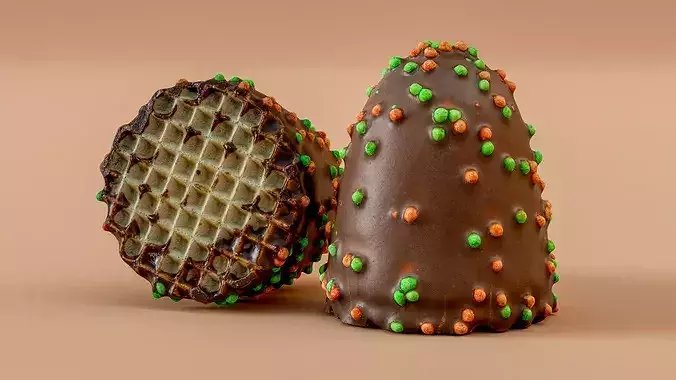 Chocolate Covered Marshmallow Treat On A Wafer Base 3D Scan Low-poly 3D model