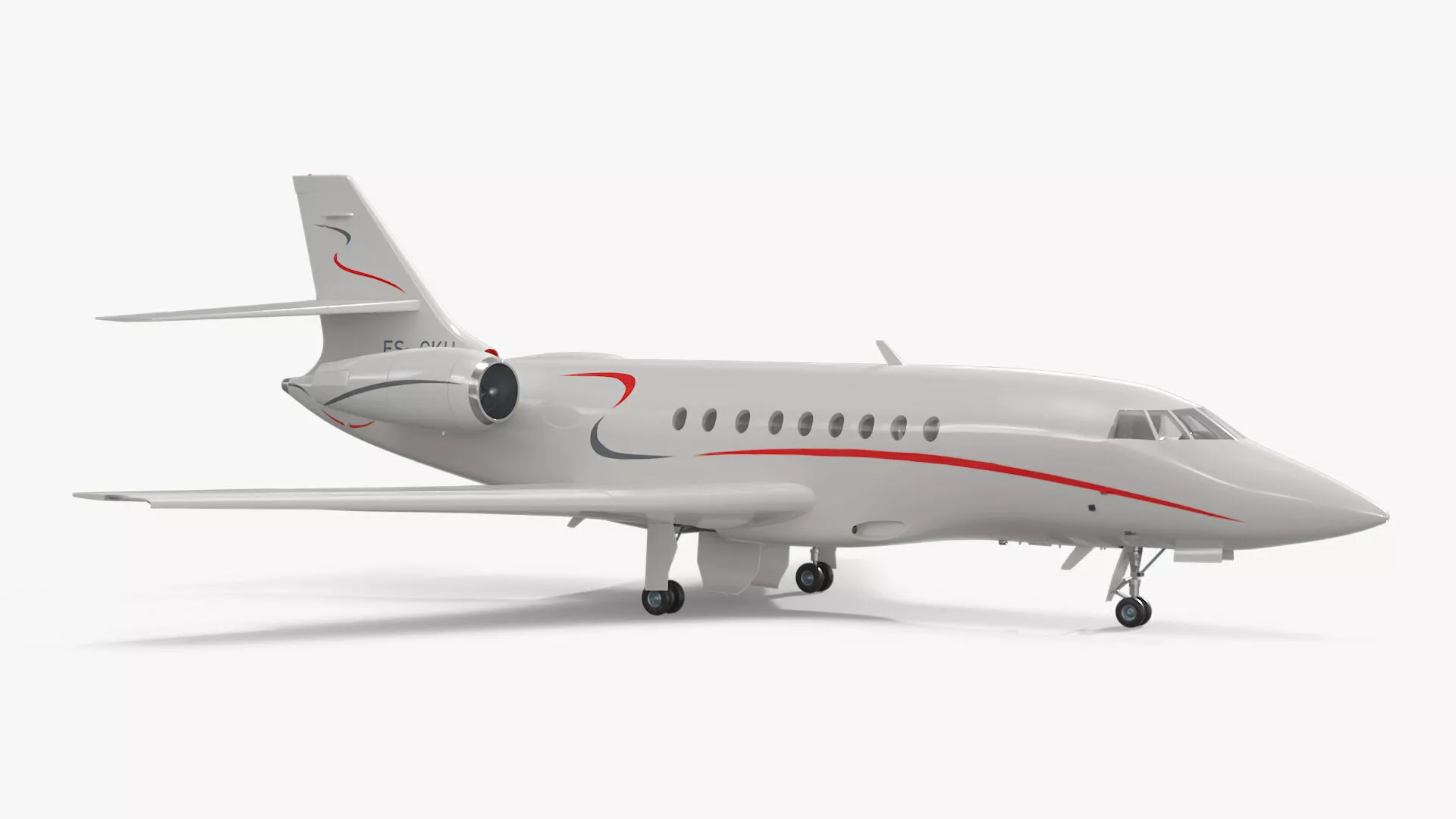 Plane Dassault Falcon 2000 White Rigged for Cinema 4D 3D model