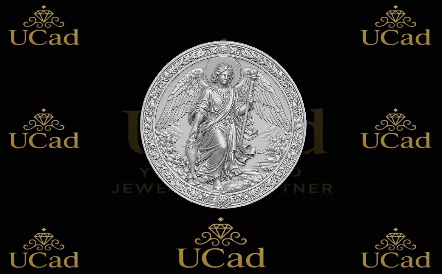 Archangel Raphael Round Relief Coin Pendant 3D print model