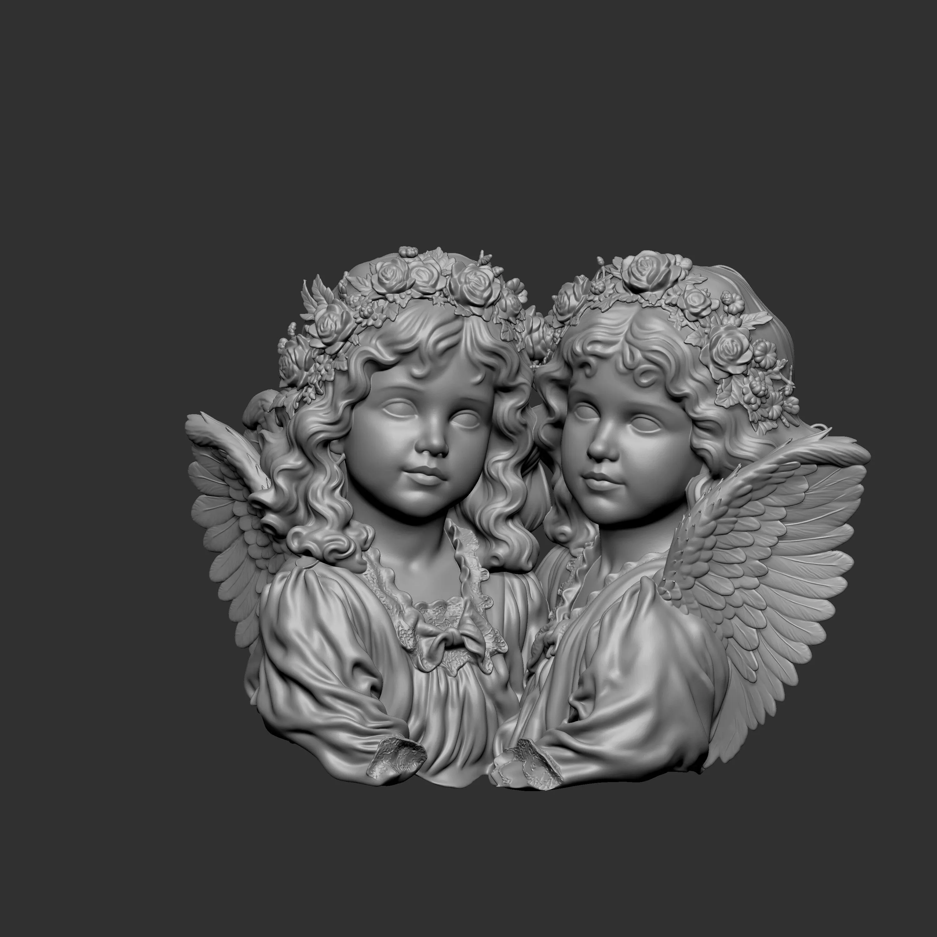 two cherubic angels designed 3D print model