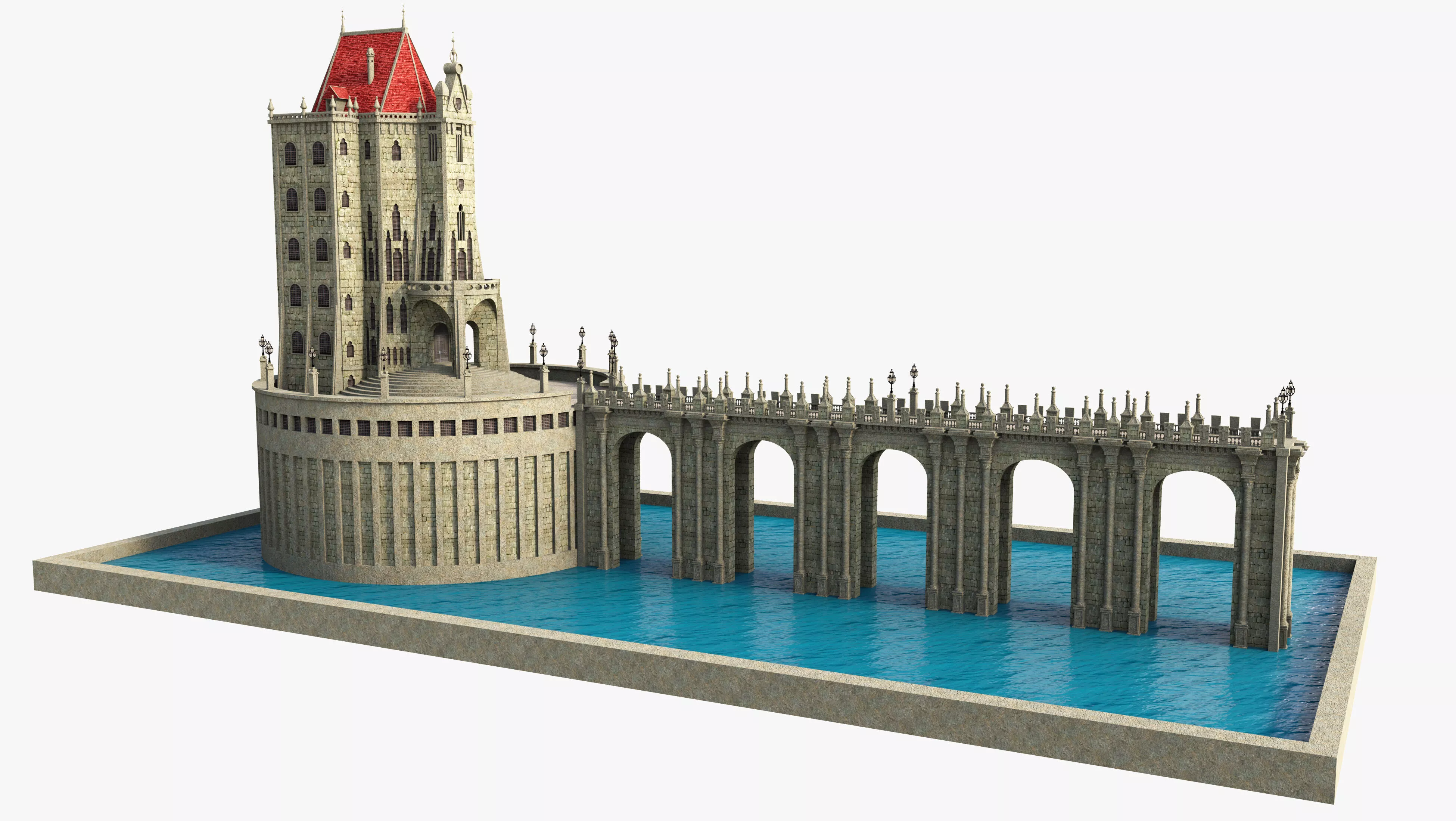 Fantasy Castle Tetric Bridge 3D model