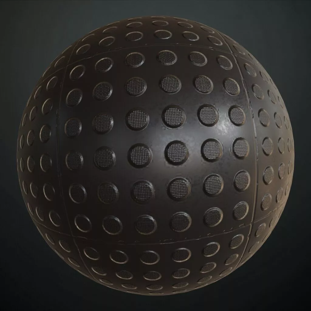 Black Tactile Pavement Sidewalk Blister PBR Material Seamless Texture