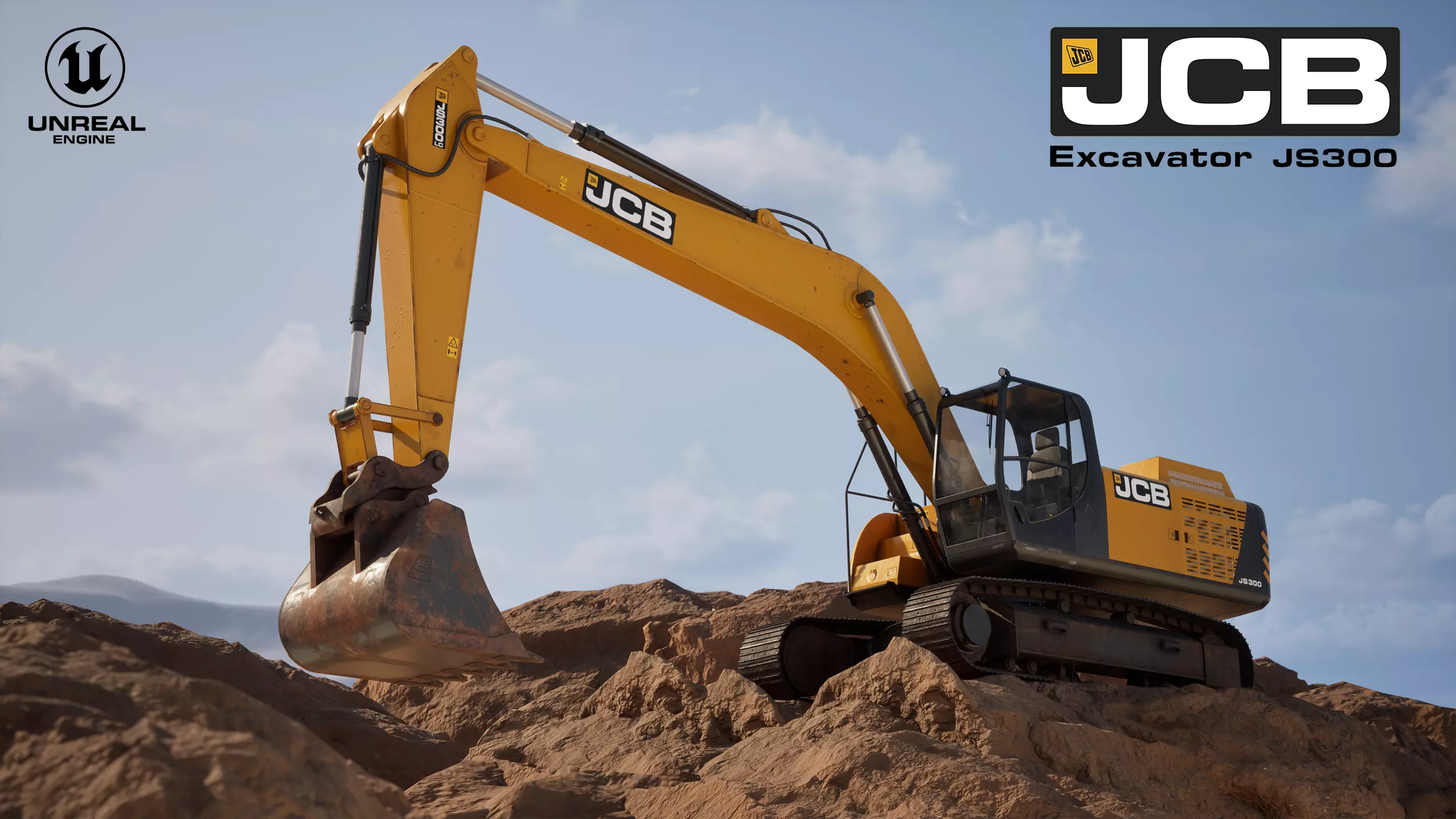 JCB Excavator game ready Low-poly 3D model