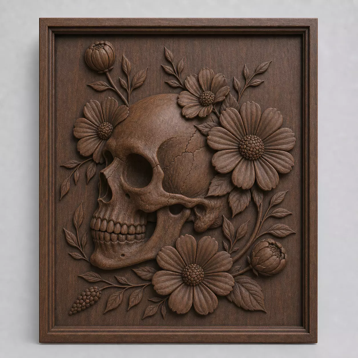 Floral Skull Bloom 3D print model