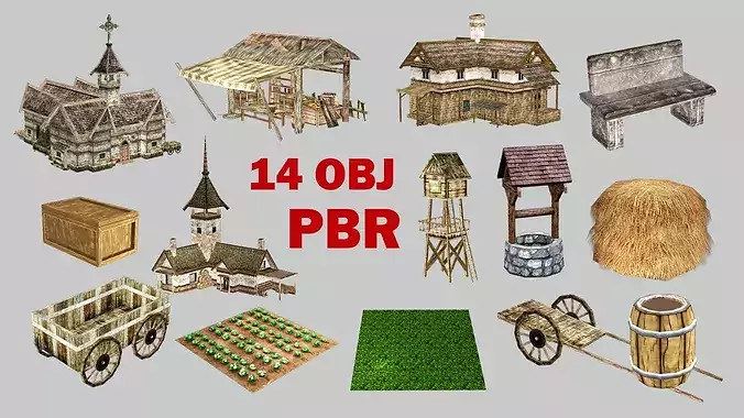 Fantasy Medieval Exclusive Village Tools 05 Pack 3D Model Low-poly 3D model