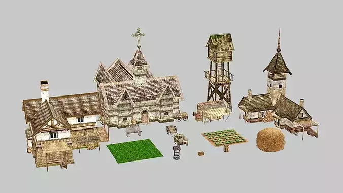 Fantasy Medieval Exclusive Village Tools 05 Pack 3D Model Low-poly 3D model 2