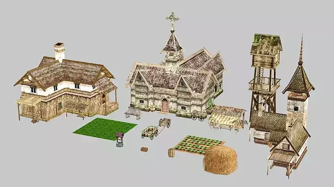 Fantasy Medieval Exclusive Village Tools 05 Pack 3D Model Low-poly 3D model 4