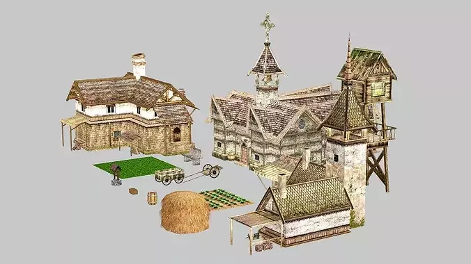 Fantasy Medieval Exclusive Village Tools 05 Pack 3D Model Low-poly 3D model 6