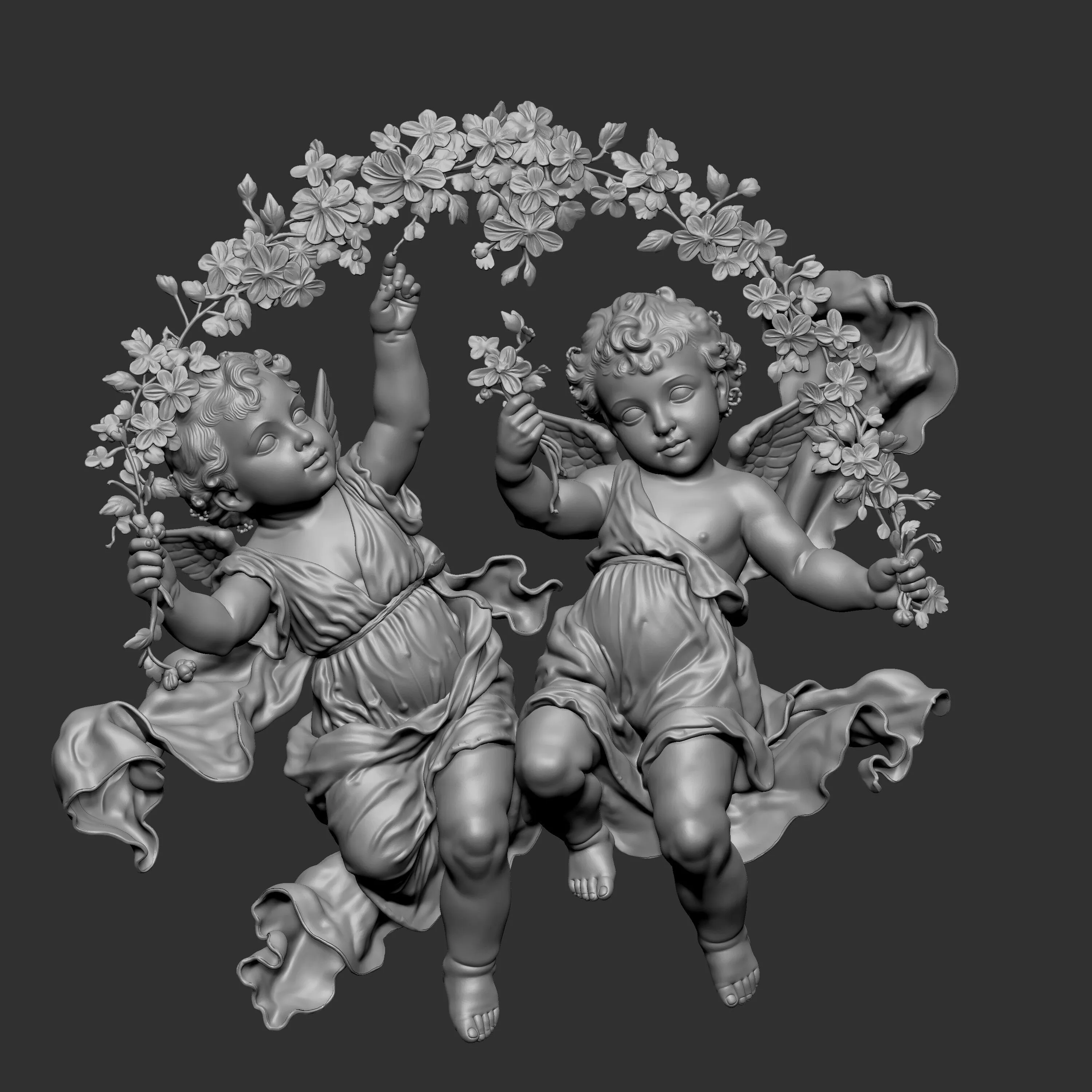 baroque-style cherub 3D print model