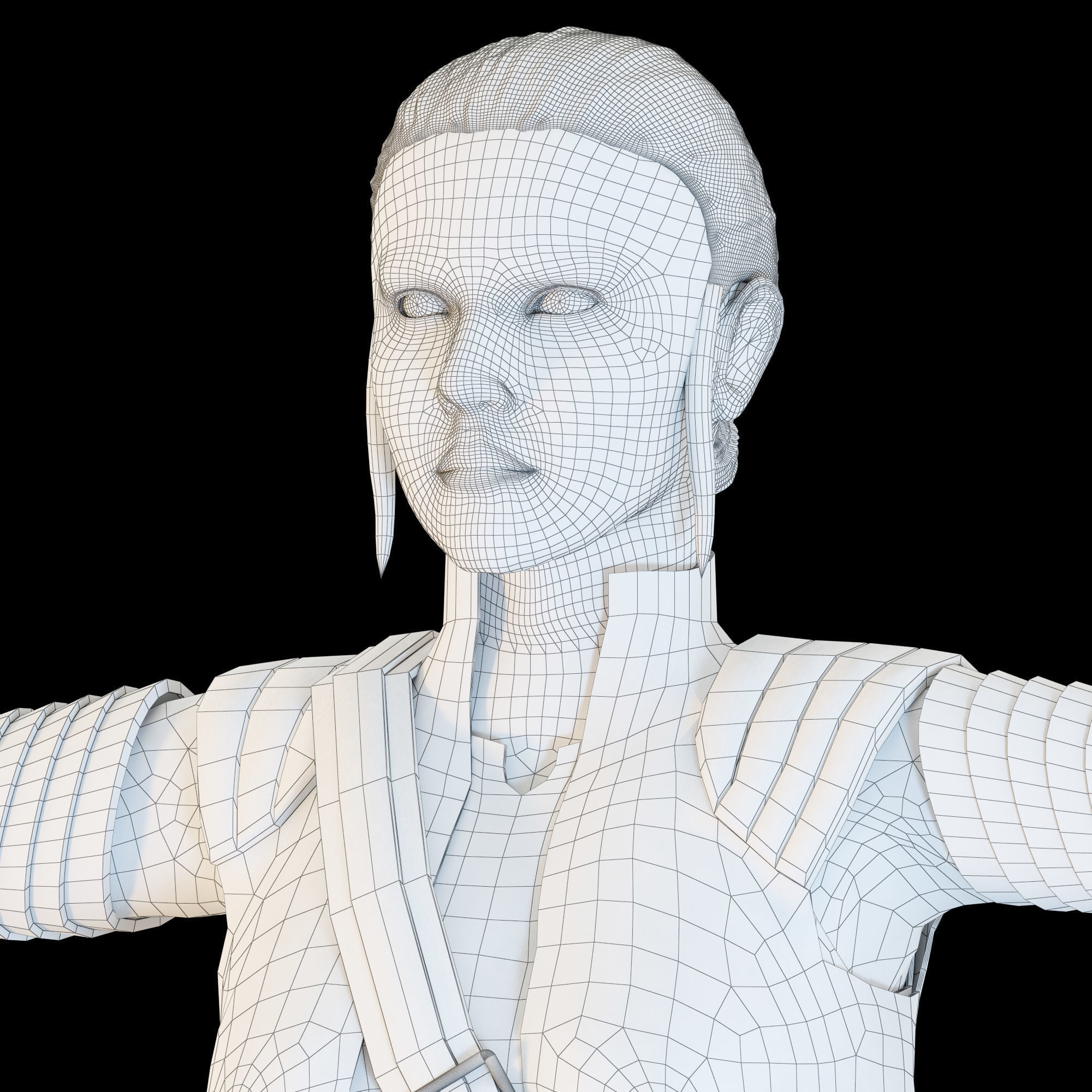 Star Wars Rey T-pose 3D model_17