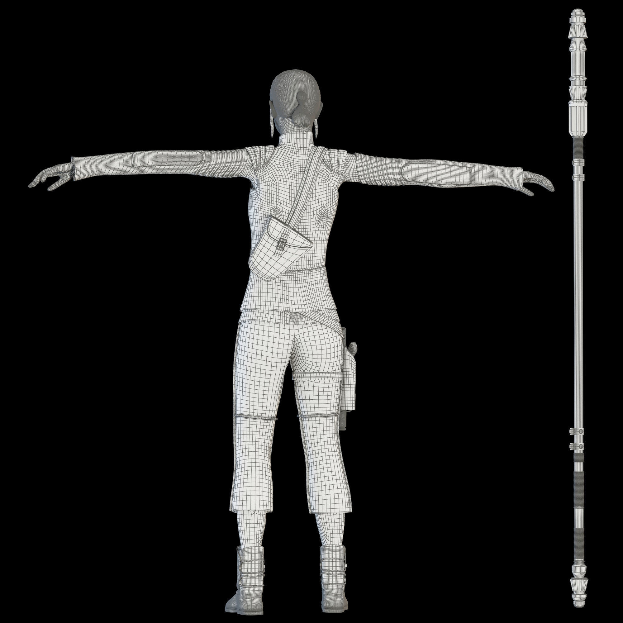 Star Wars Rey T-pose 3D model_15