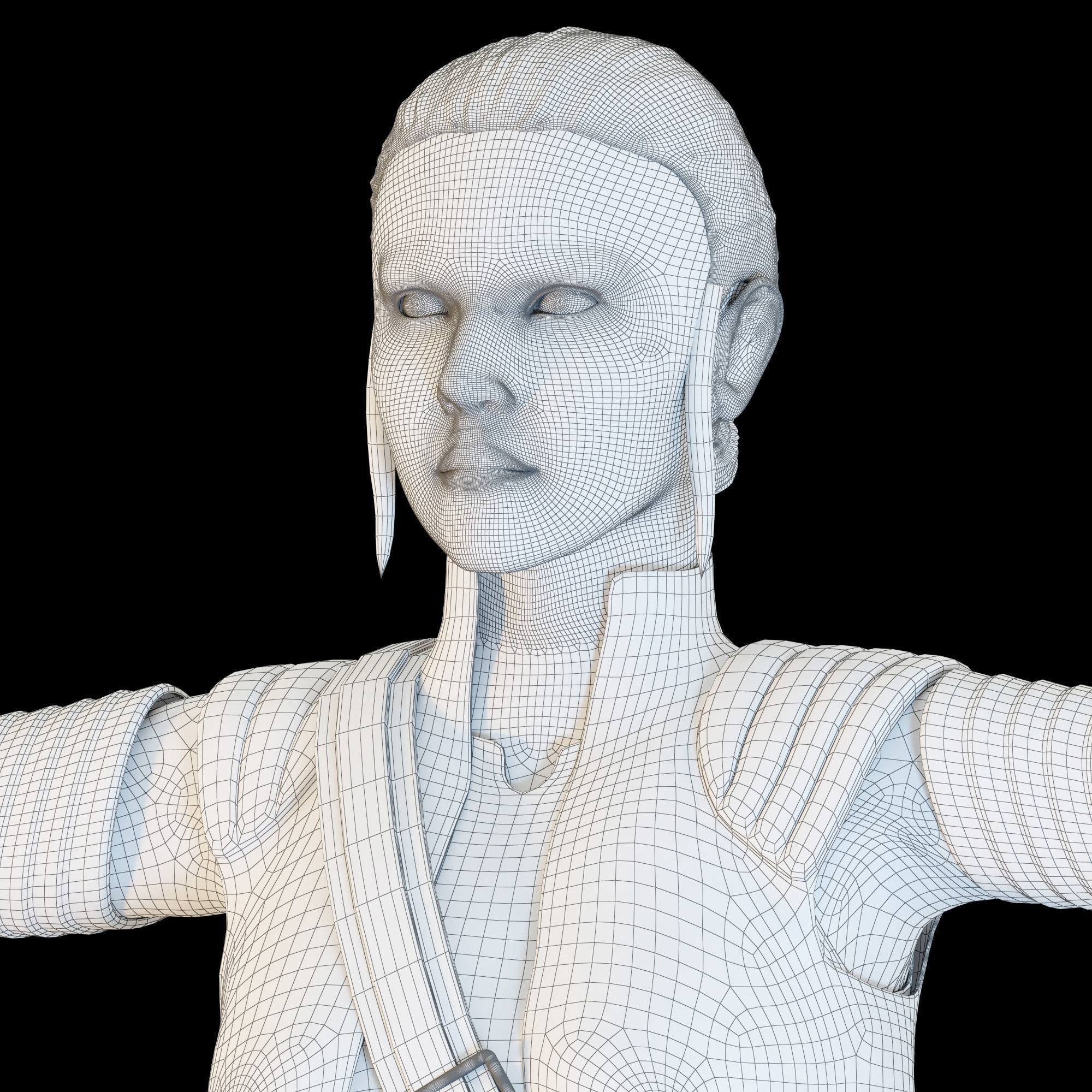 Star Wars Rey T-pose 3D model_18