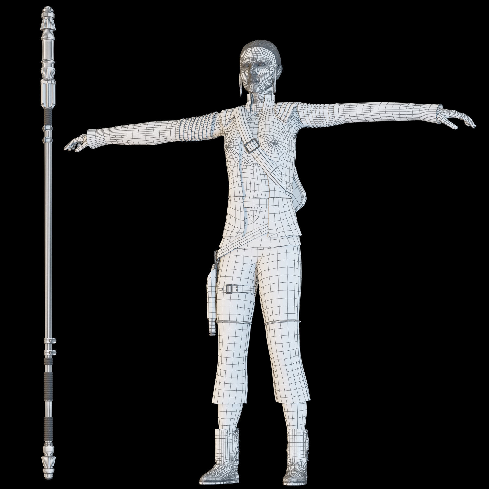 Star Wars Rey T-pose 3D model_14