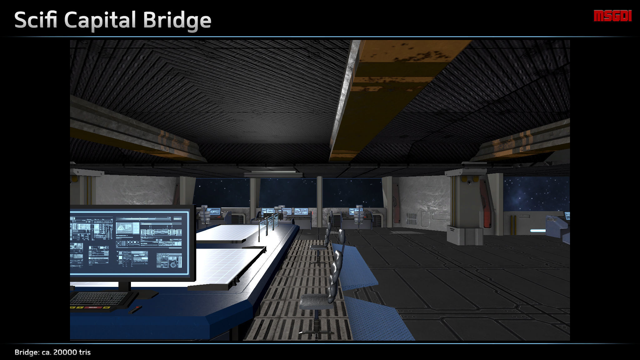 Scifi Capital Bridge Low-poly 3D model_2