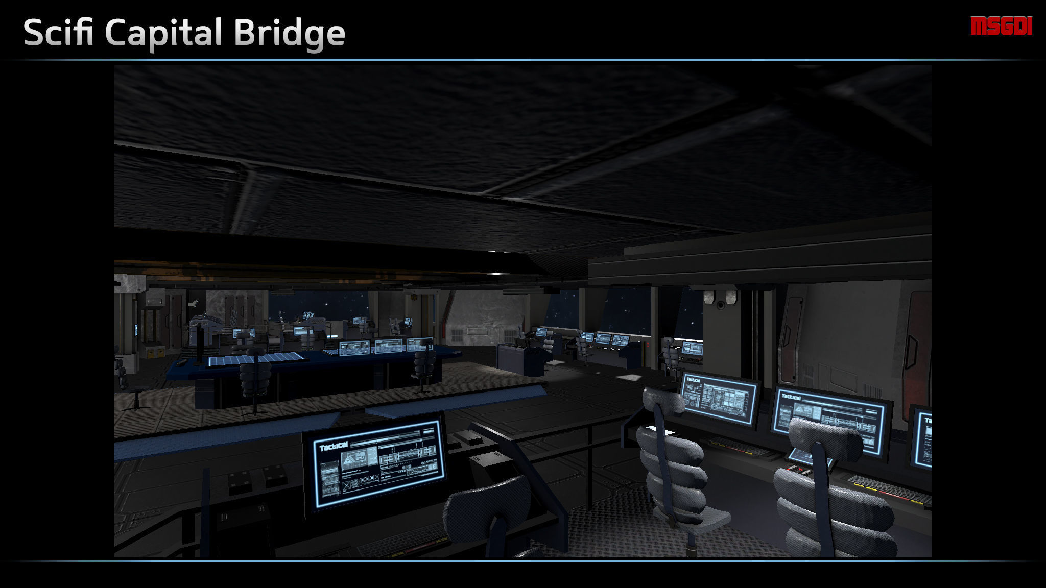 Scifi Capital Bridge Low-poly 3D model_5