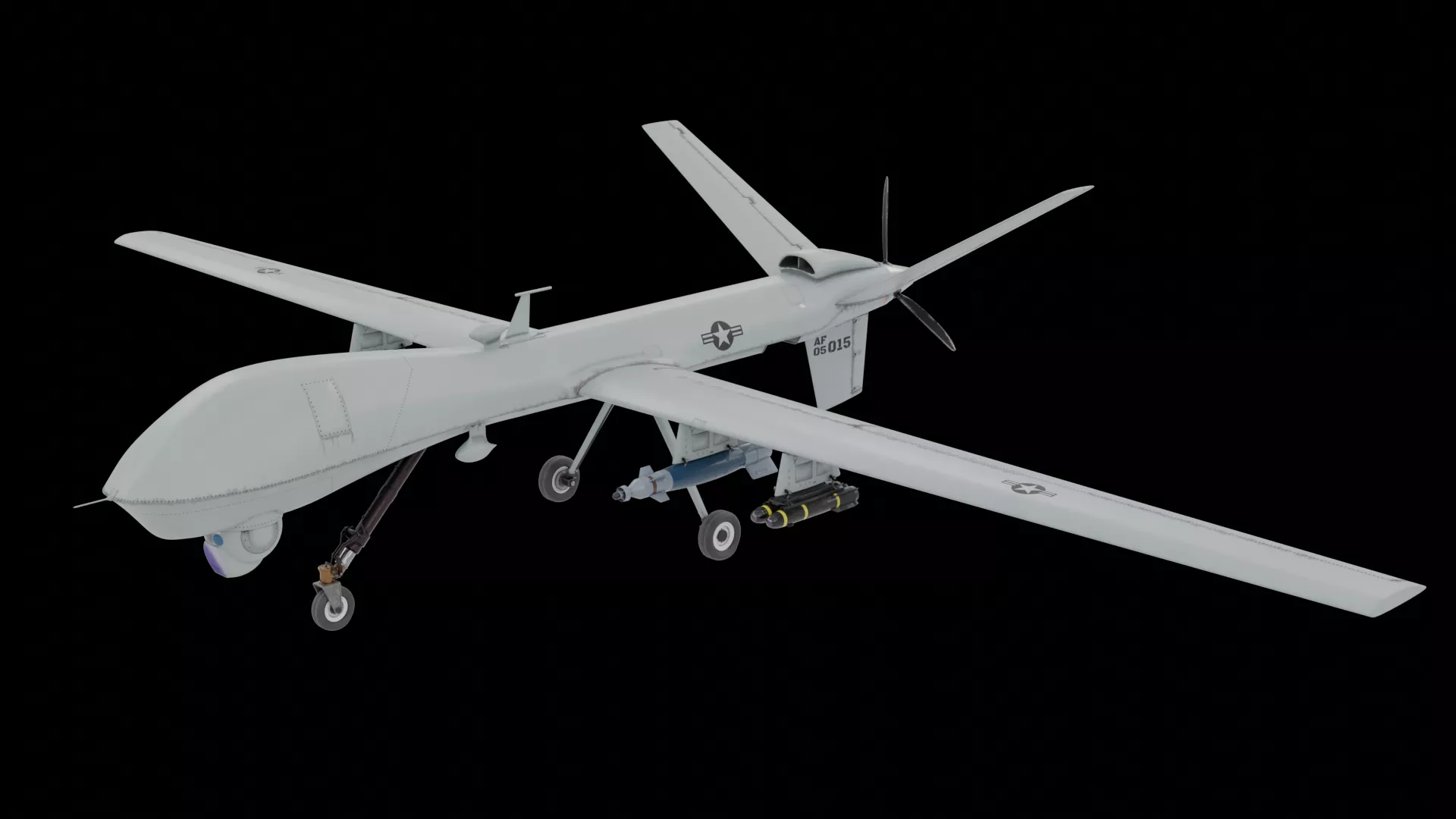 MQ-9 Reaper Military Reconnaissance Drone UAV Low-poly 3D model