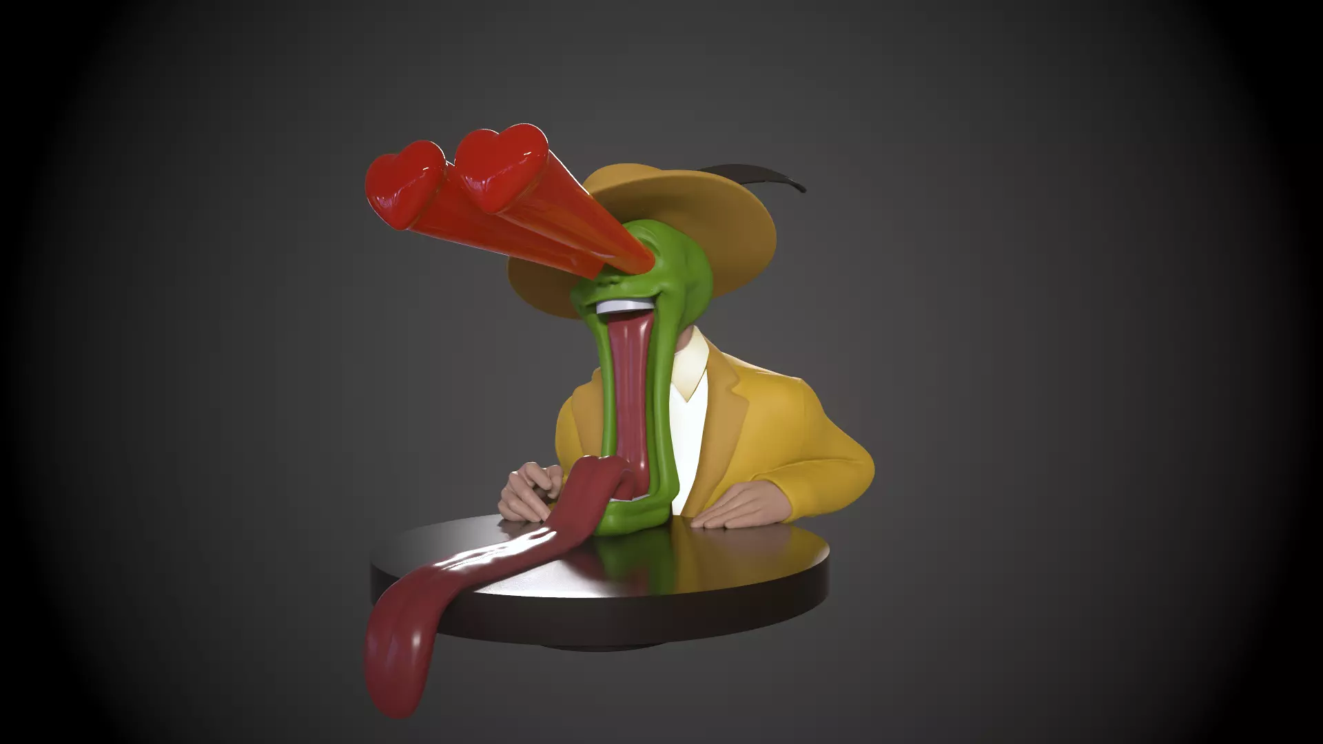 Crazy Cartoon In Love Expressive Retro Comic Bust 3D print model