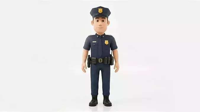 Cartoon Police Officer Character Rigged and Animated
