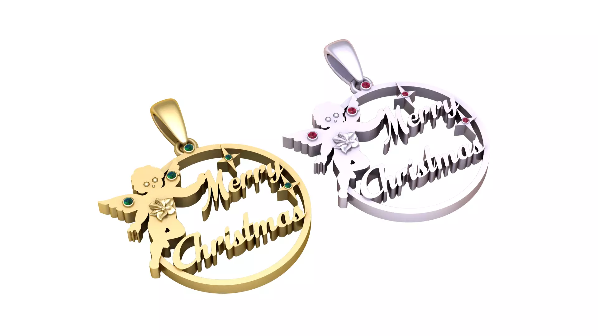 Merry Christmas Angel Pendant 3D print model
