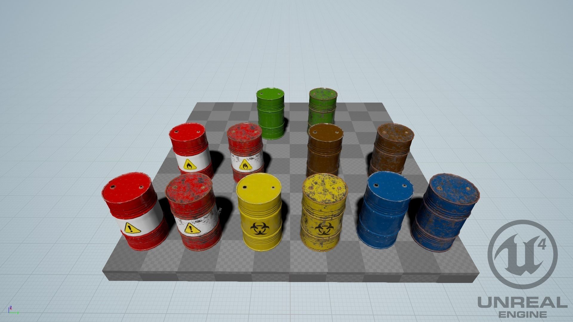 Low Poly PBR Metal Barrel Pack - UE4 - Unity 5 Game Ready Low-poly 3D model_3