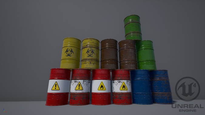 Low Poly PBR Metal Barrel Pack - UE4 - Unity 5 Game Ready Low-poly 3D model