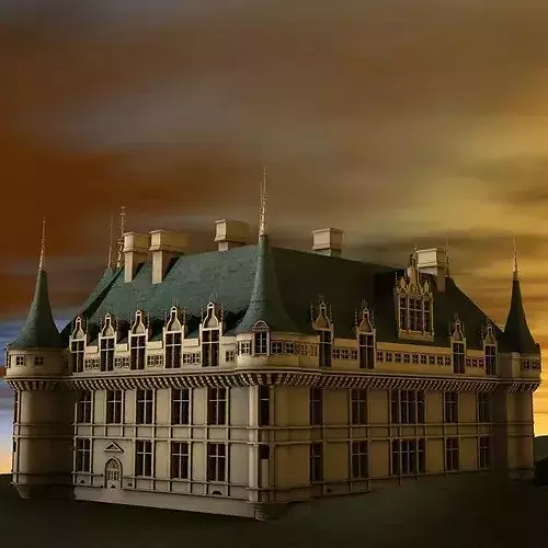 Chateaux Azay le Rideau 3D model 5