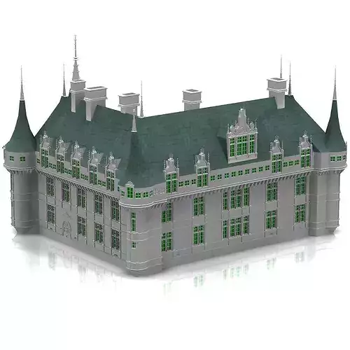 Chateaux Azay le Rideau 3D model 2