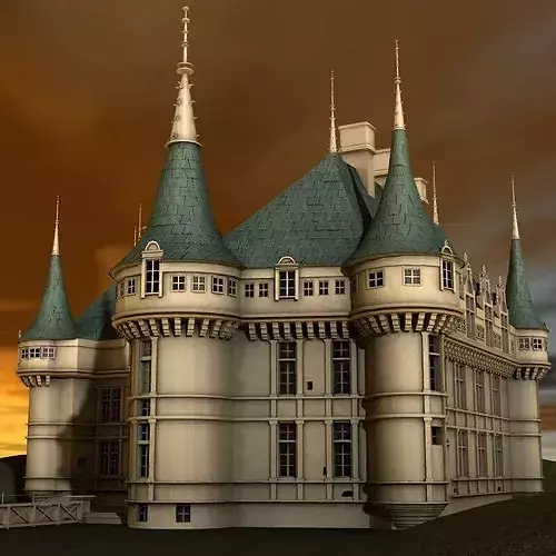 Chateaux Azay le Rideau 3D model 4