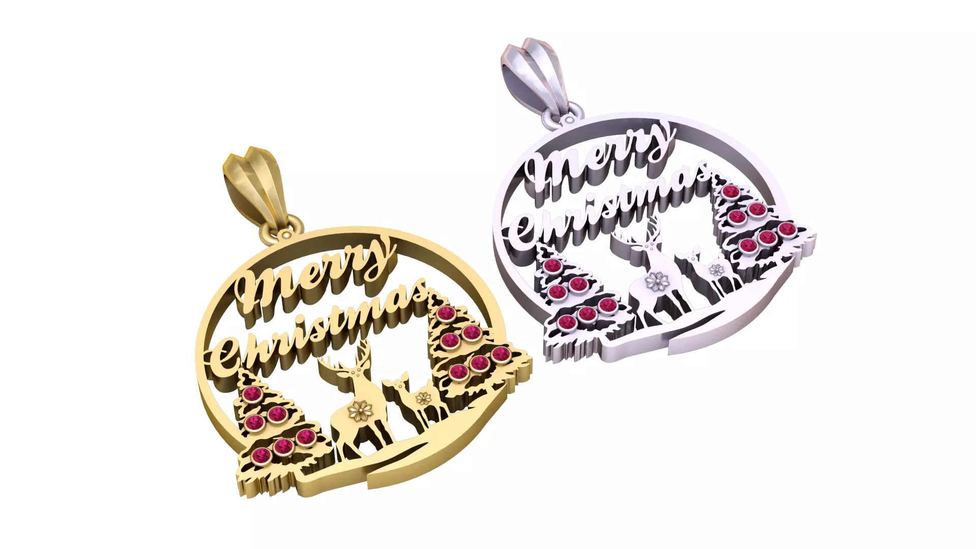 Christmas Deer Pendant 3D print model