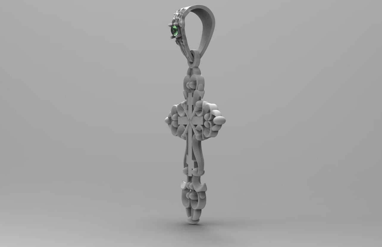 PENDANT CROSS 6   1gem 3D print model_7