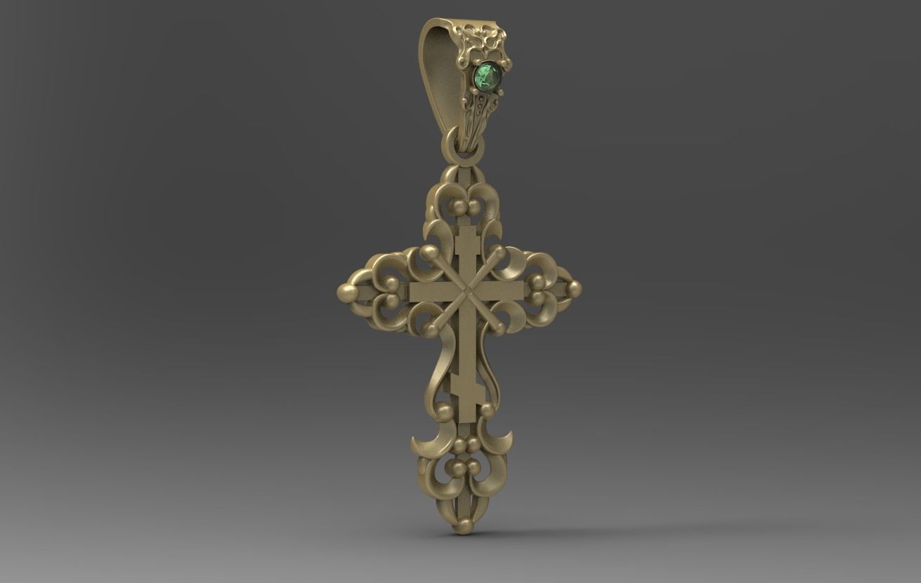 PENDANT CROSS 6   1gem 3D print model_1