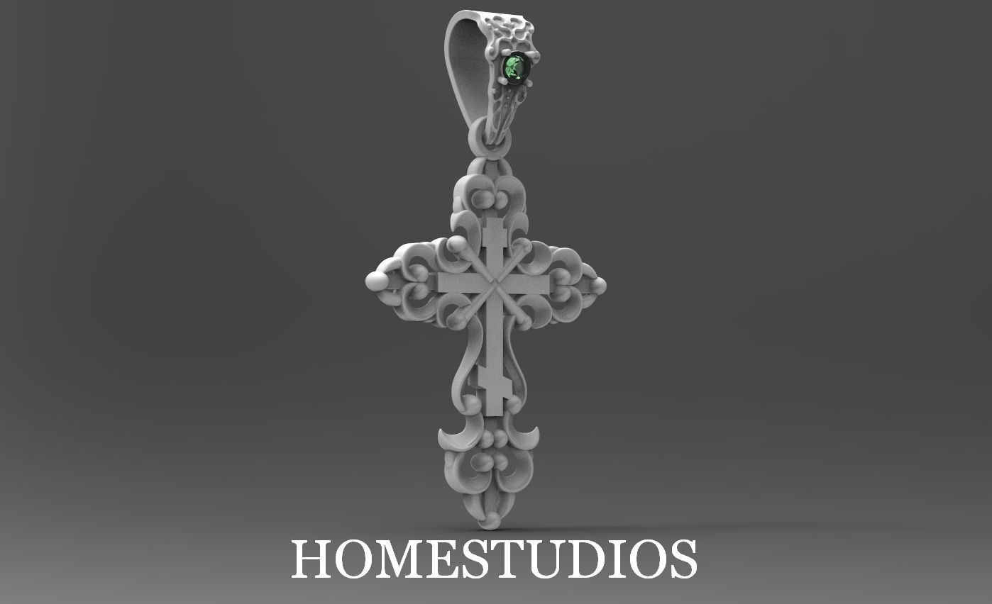 PENDANT CROSS 6   1gem 3D print model_0