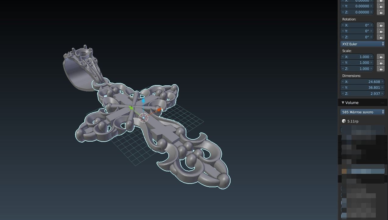 PENDANT CROSS 6   1gem 3D print model_14